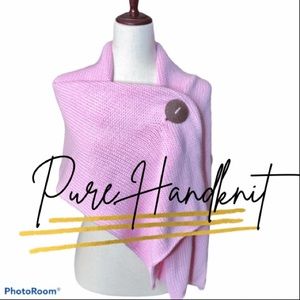 Pure Handknit 3-button Scarf in Pink